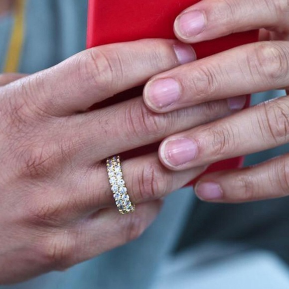 925 Sterling Silver CZ DOUBLE LINE ETERNITY BAND - Picture 6 of 6